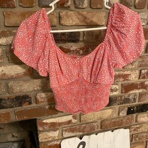 Chic Pink Floral Crop Top